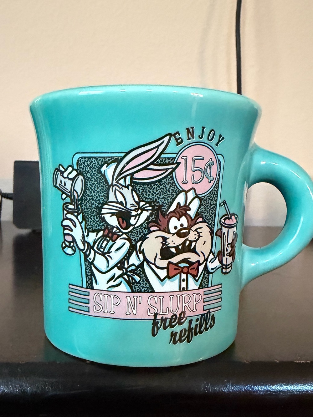 Warner Bros. Teal Ceramic Mug with Bugs Bunny & Taz Artwork